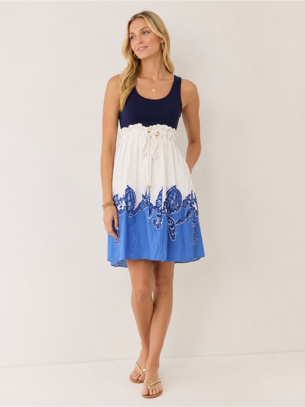 Lilly Pulitzer Blue & White Seashell Preppy Summer Dress size XS